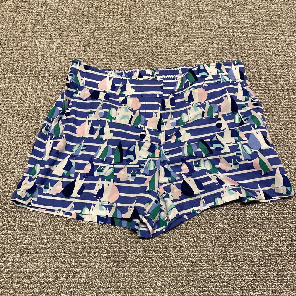 Vineyard Vines Shorts Women's Size 6 Sailboat Print Green Blue Inseam 3" Size 6